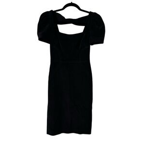 Rebecca Vallance Black Short Puff Sleeve Open Back Bow Dress Size XS, 2 NWT